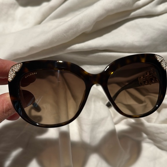 Pre owned Bvlgari 8162-b 504/13 Cat Eye Brown Embellished 55 17 135 main image 11